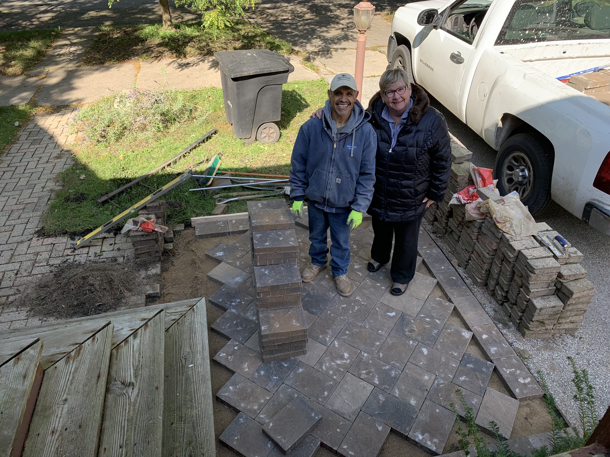 Mary with the bricklayer